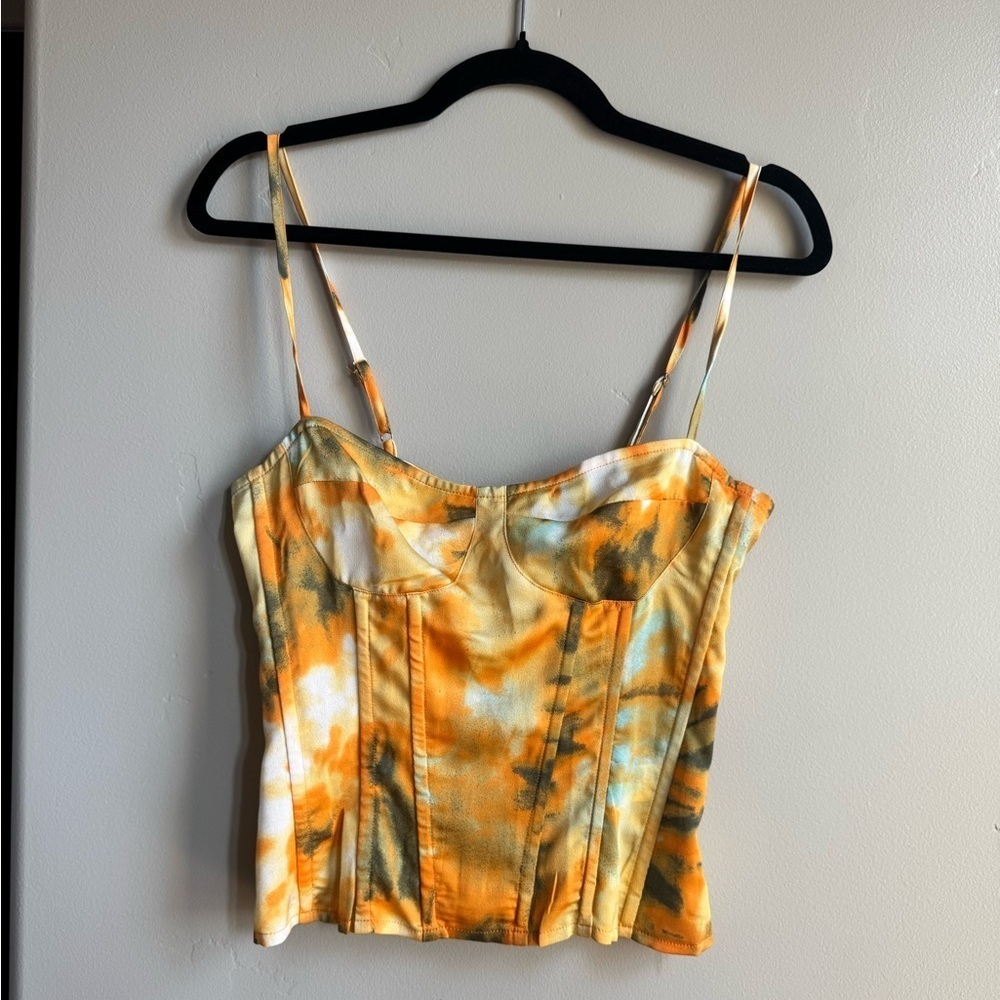 PrettyLittleThing Tie Dye Corset Top Y2K Coquette Summer Festival Resortwear